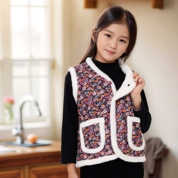 우루 아동용 꽃무늬 할머니 포켓 김장조끼 2개 세트 어린이 초등학생 유치원 제니 촌캉스룩 - 상세 이미지 5