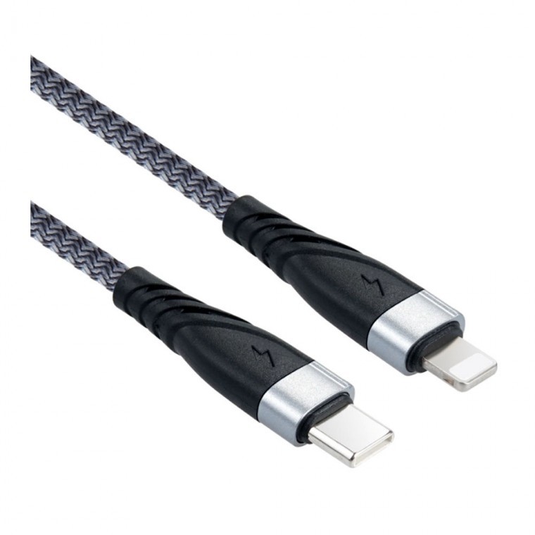 USB C타입 to iOS핀 케이블 PD 27W 1M 고속충전 나일론 브레이드 그레이 - 상품 이미지