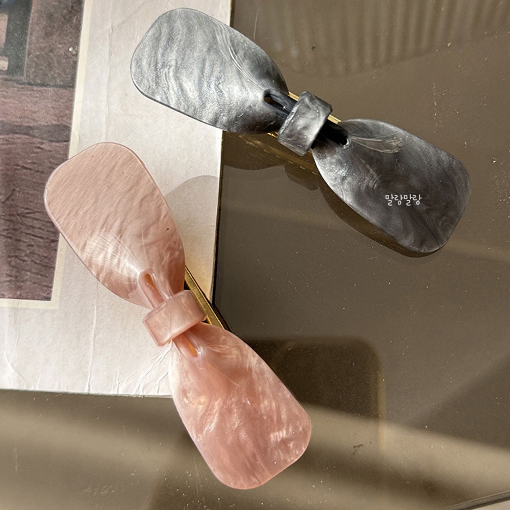 셀룰로오스 리본머리핀 고급스러운 옆머리집게핀 마블 헤어클립 - 상세 이미지 5