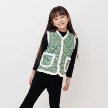 우루 아동용 꽃무늬 할머니 포켓 김장조끼 2개 세트 어린이 초등학생 유치원 제니 촌캉스룩 이미지 7