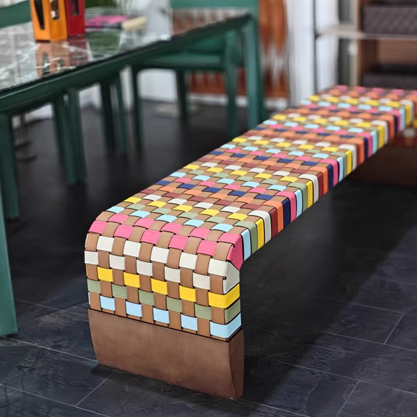 컬러 스펙트럼 현관 긴 아크 벤치의자