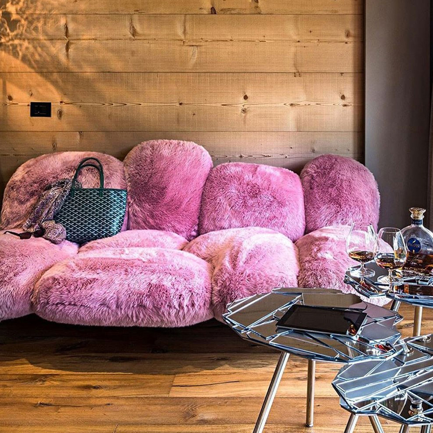 럭셔리 플러시 페블 라운지 패브릭 소파 2인