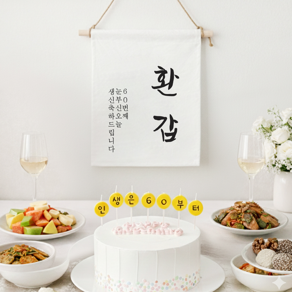환갑 이벤트 가랜드 + 커스텀 글자초 생일초 7P 세트 셀프환갑상차림 소품 이미지 6