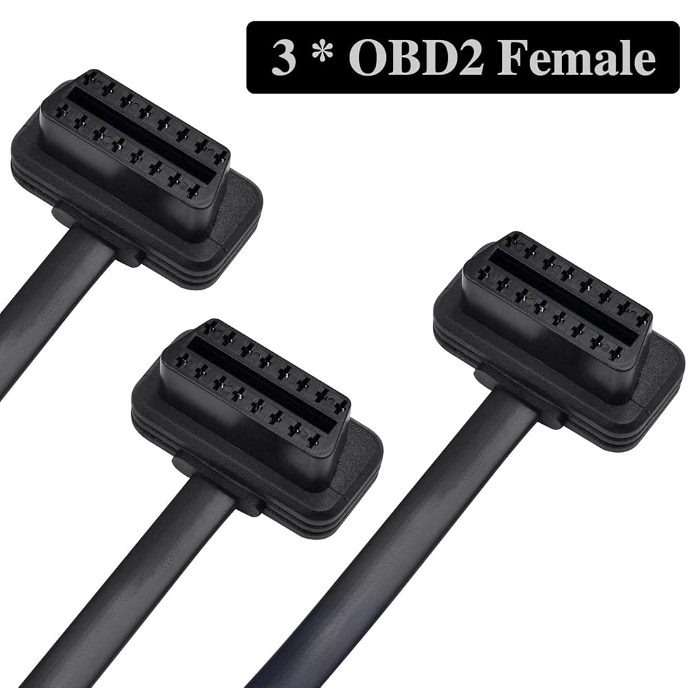 Duttek OBDII 1~3Y 스플리터 케이블 II 수-암 3개 Rihght OBD2 2피트/60cm, 케이블, 코드 포함) 플랫 Y 스캐너 장비용 모든 (스위치 OBD Angl - 상세 이미지 3