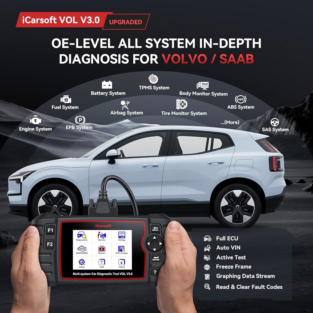 Volvo/SAAB용 양방향 진단 스캐너, 업그레이드된 VOL 코드 배터리 리셋, 작동 라이브 그래프 등록, 스캔 OBD2 데이터 리더 39 테스트 도구 V3.0 모든 결함 시스템 - 상세 이미지 2