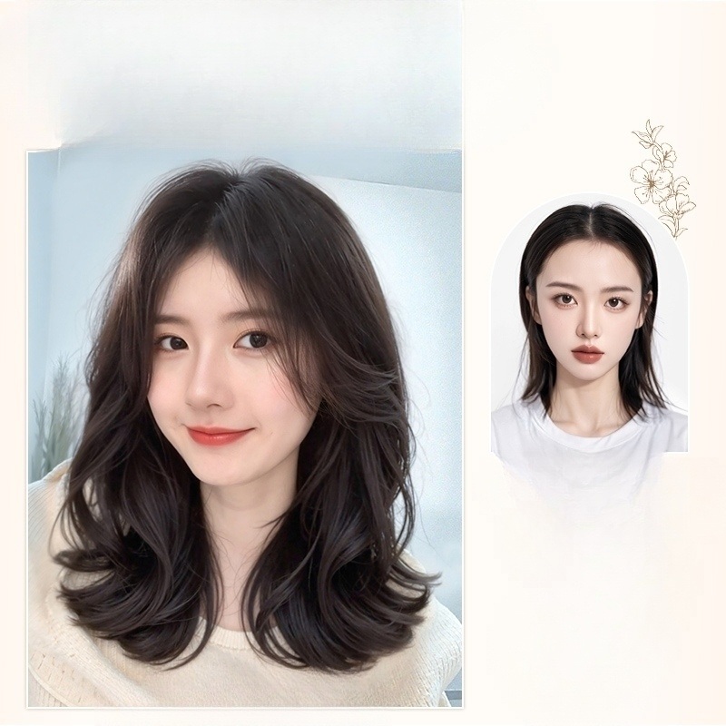 단발 웨이브 여신머리 중단발 통가발 여성 굵은펌 S컬펌 C컬펌 레이어드컷 미디움 기장 - 상세 이미지 2