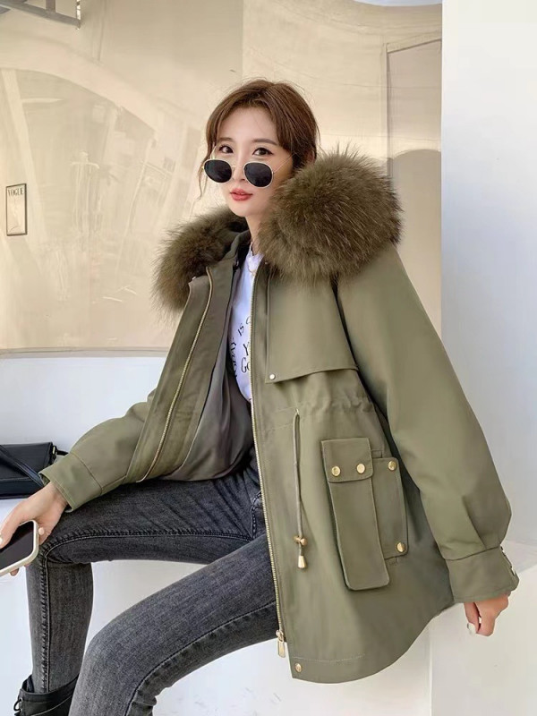 폭스퍼 야상 점퍼 패딩 토끼털 내피 밍크 코트 모피 - 상세 이미지 5
