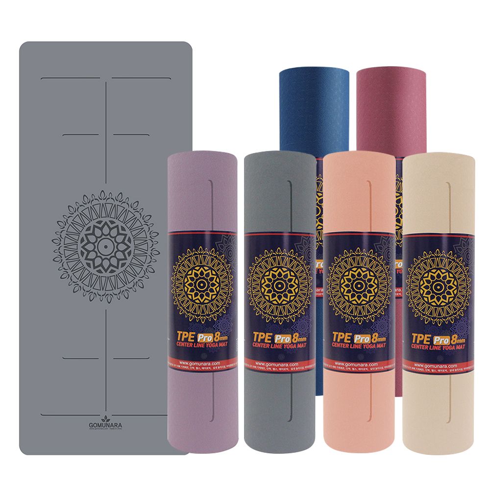 고무나라 TPE 요가매트 8mm 센터라인 안밀리는 논슬립 홈트 운동 스포츠 홈트레이닝 스트레칭 헬스 두꺼운 필라테스