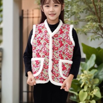 우루 아동용 꽃무늬 할머니 포켓 김장조끼 2개 세트 어린이 초등학생 유치원 제니 촌캉스룩 이미지 8