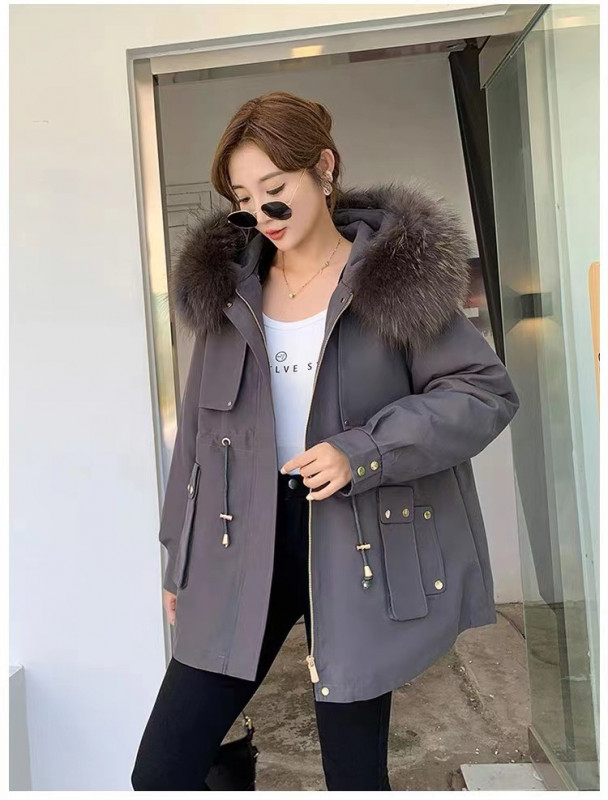 폭스퍼 야상 점퍼 패딩 토끼털 내피 밍크 코트 모피 - 상세 이미지 2