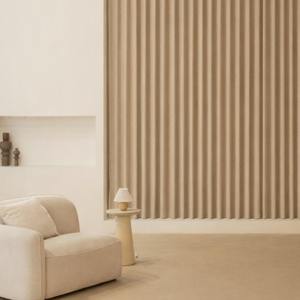 NEW 데일리 나비주름 형상기억 암막커튼 높이 250 cm 피치아이보리 외 5 Color