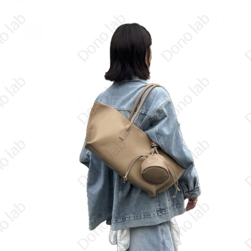 여성용 소가죽 토트백 세련된 프렌치 디자인 대형 숄더백 - 상세 이미지 5