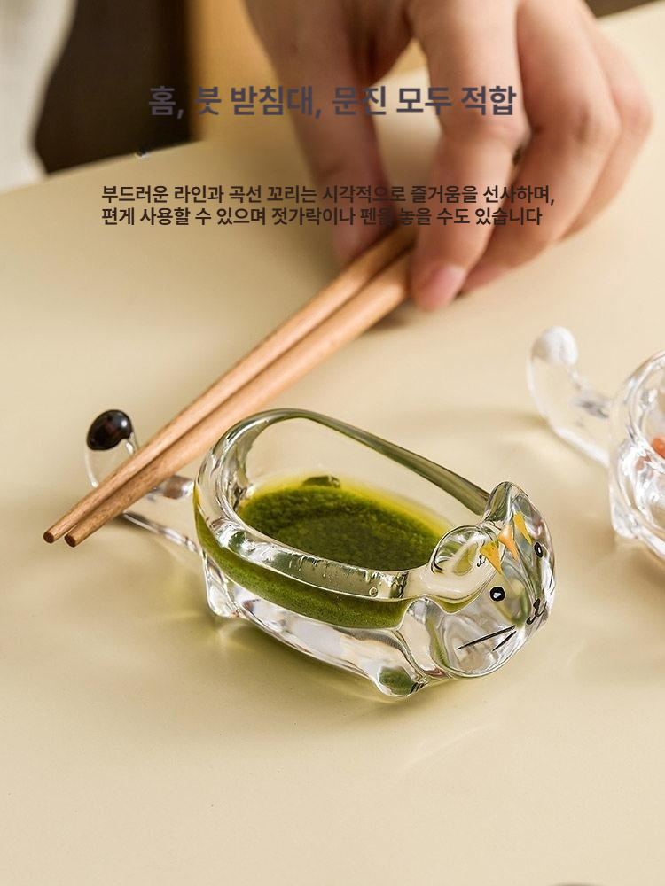 고양이 크리스탈 유리 소스 접시 창의적 토마토켓찹그릇 코코 미스 - 상세 이미지 4