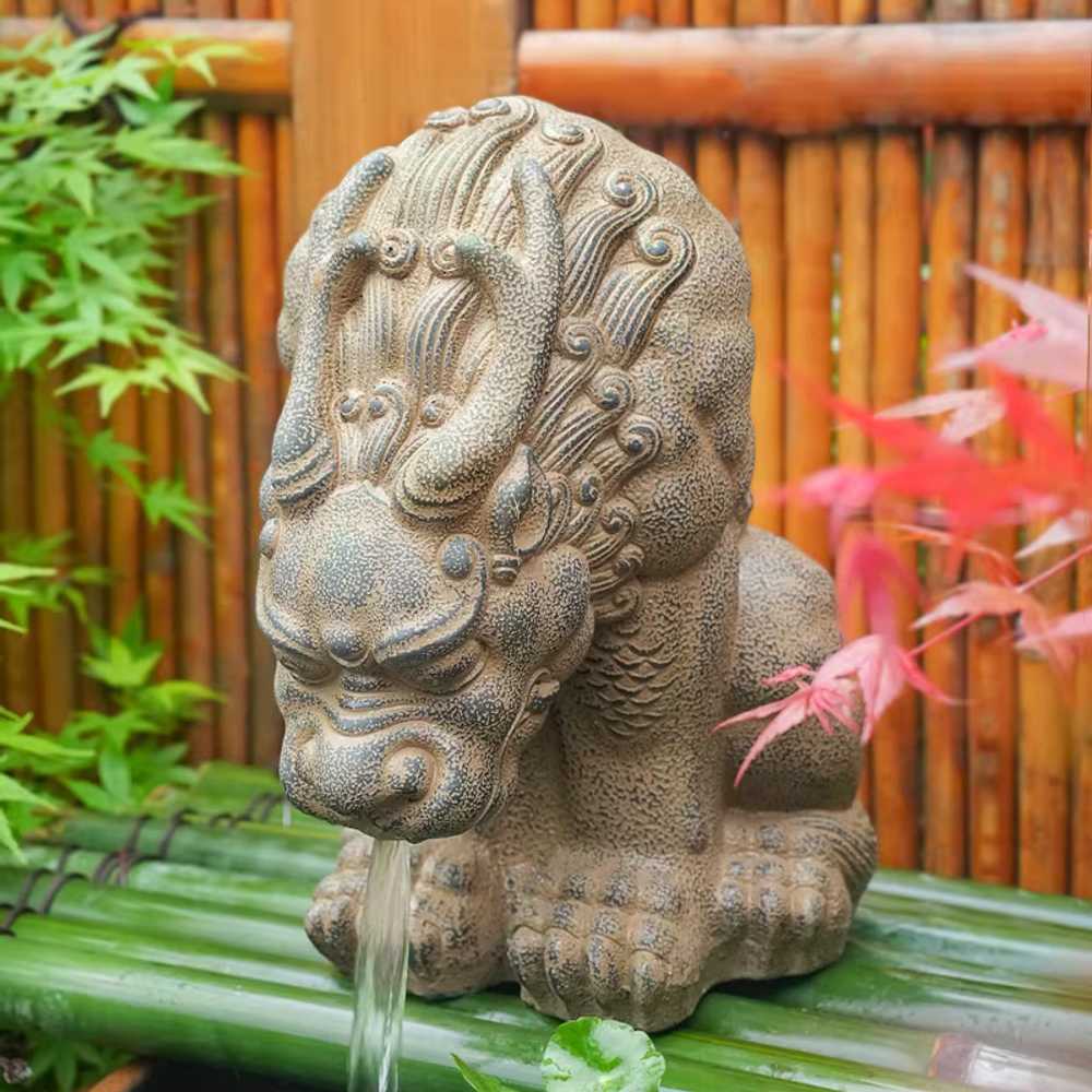 정원 조경 석재 해태 소품 조각상 사자 야외 장식품 초대형(8W 펌프+50cm 관) - 상세 이미지 5