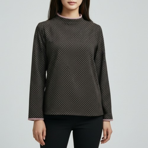 엄마옷 조이마담 T51834 미니도트 배색라인 티셔츠 중년여성의류 - 메인 이미지