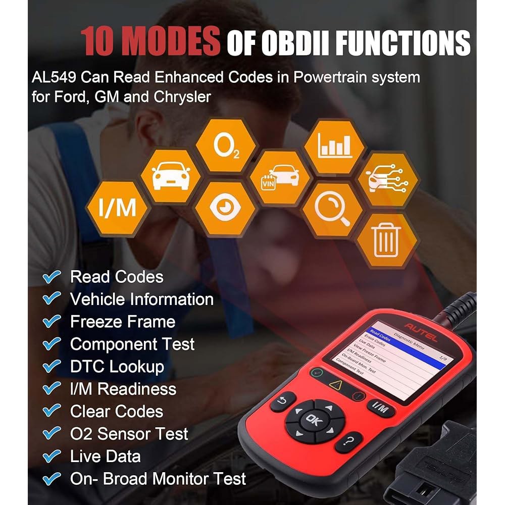 Autel OBD2 스캐너 AutoLink AL549 준비 ABS 포함, 버전 코드 색상 리더기, 커버리지 PCM 범용 AL519 배터리 도구 테스트 향상된 업그레이드 자동차 오류 - 상세 이미지 3
