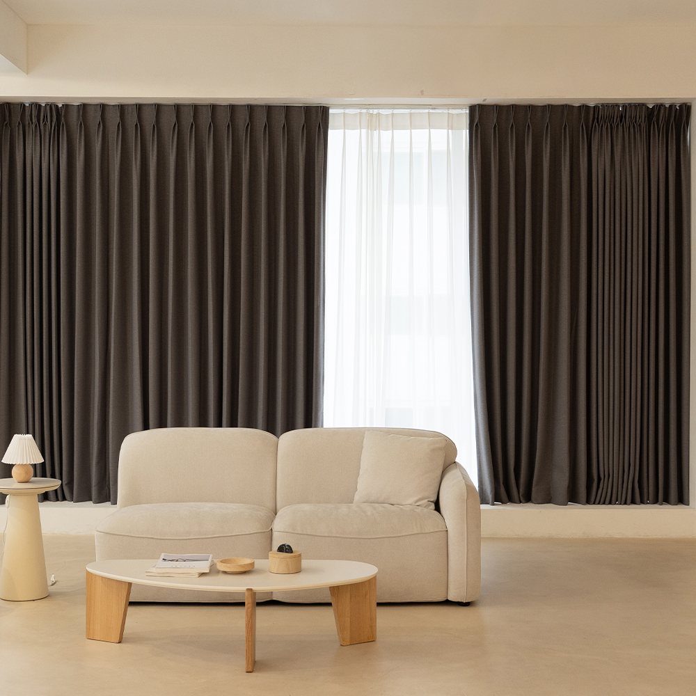 국내산 방한 방풍 데일리 나비주름 형상가공 암막커튼 + 나비주름 쉬폰커튼