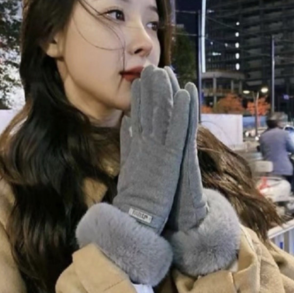 벨벳 퍼 장갑 겨울 시보리 퍼안감장갑 - 상품 이미지