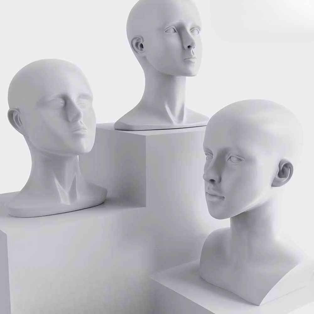 얼굴 모형 헤드 사람 마네킹 가발 촬영 디스플레이 남성 2종-56.5cm-유광 화이트 - 상세 이미지 5