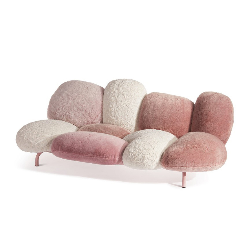 럭셔리 플러시 페블 라운지 패브릭 소파 2인