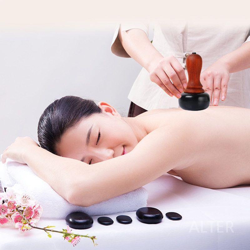 손잡이 핫스톤 뷰티샵 찜질 마사지돌 원형스톤 온열 원형 바닥 직경 8cm - 상세 이미지 2