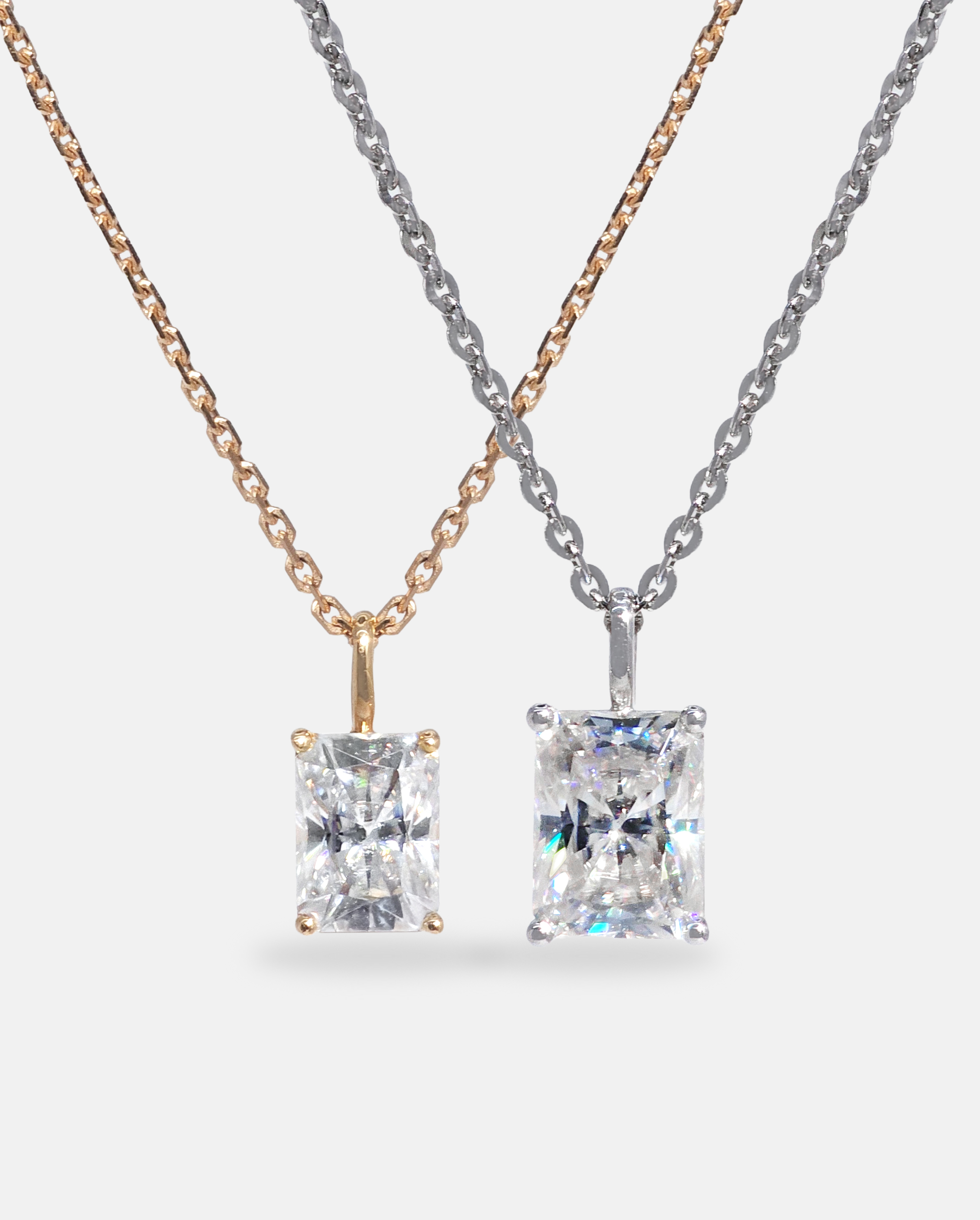 랩다이아 사각 펜던트 라디언트컷 목걸이 1캐럿 2캐럿 3캐럿 IGI D컬러 14k 18k - 메인 이미지