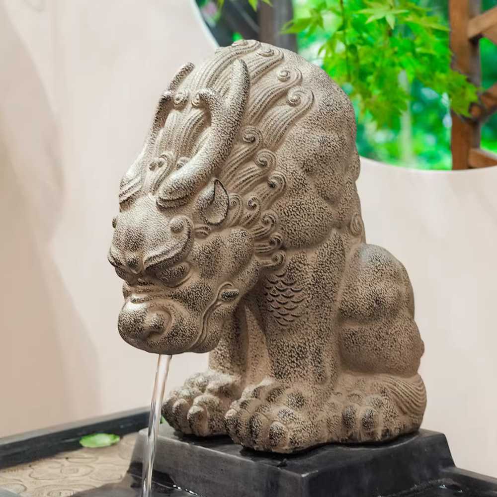 정원 조경 석재 해태 소품 조각상 사자 야외 장식품 초대형(8W 펌프+50cm 관) - 상세 이미지 2