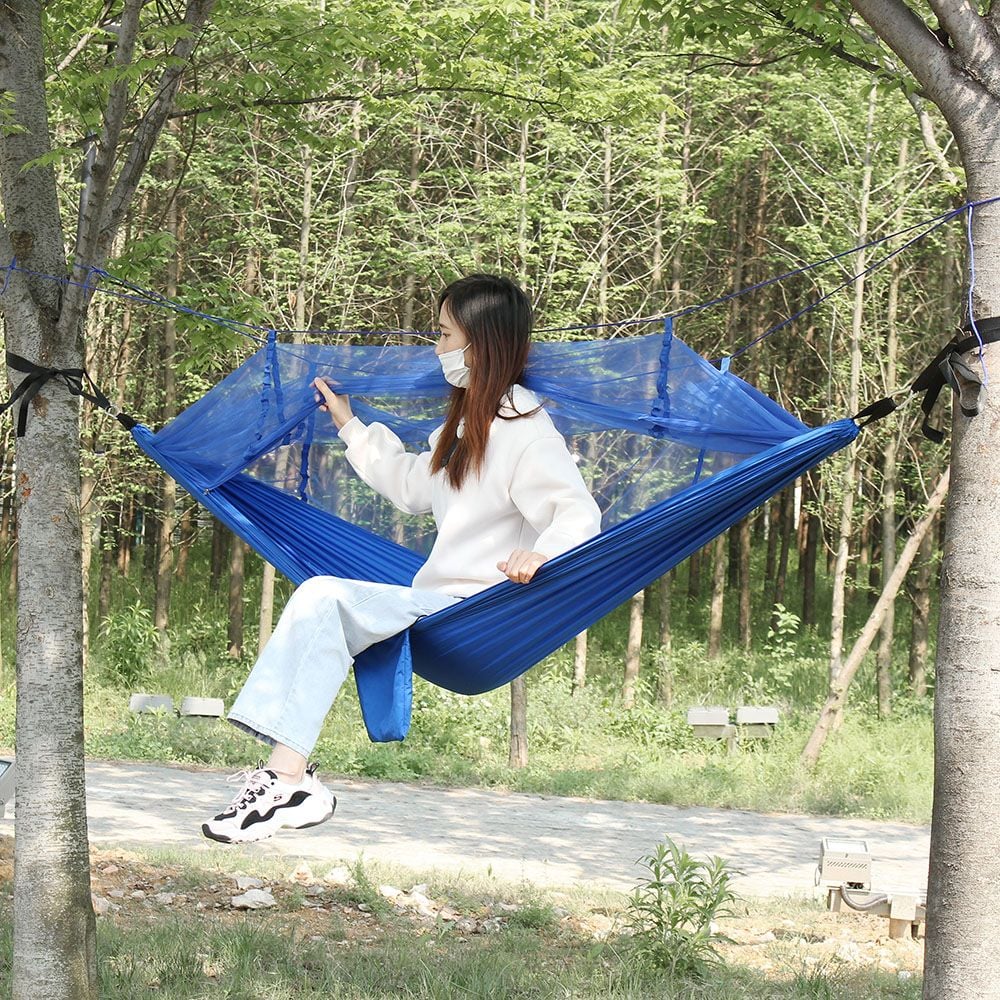 공중쉘터 캠핑 모기장 해먹 블루 경량 해먹침대 - 상품 이미지