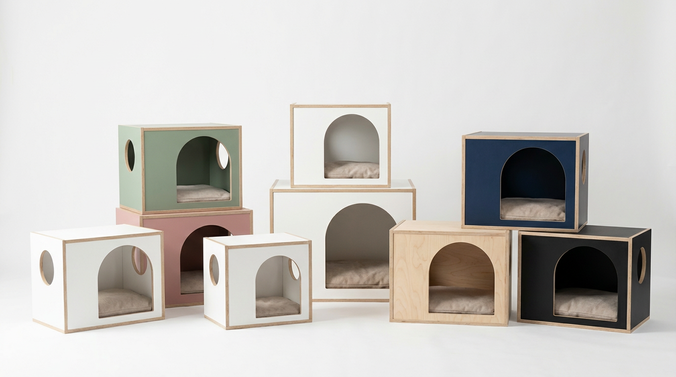 아이블랭크 강아지 고양이 자작나무 친환경 파스텔 펫하우스 소형 중형 대형 사계절용