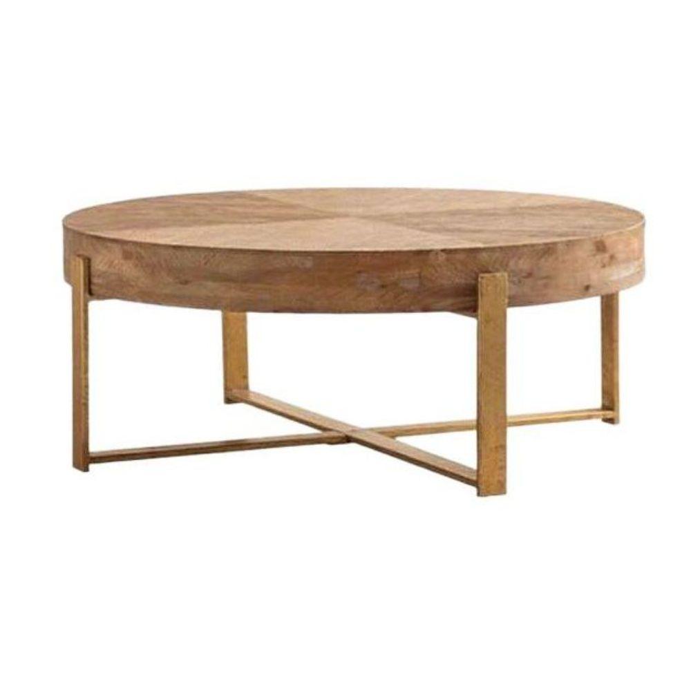 빈티지 우드 거실테이블 티테이블 원목 원형테이블 커피 테이블 금발 60x60x42cm - 상품 이미지