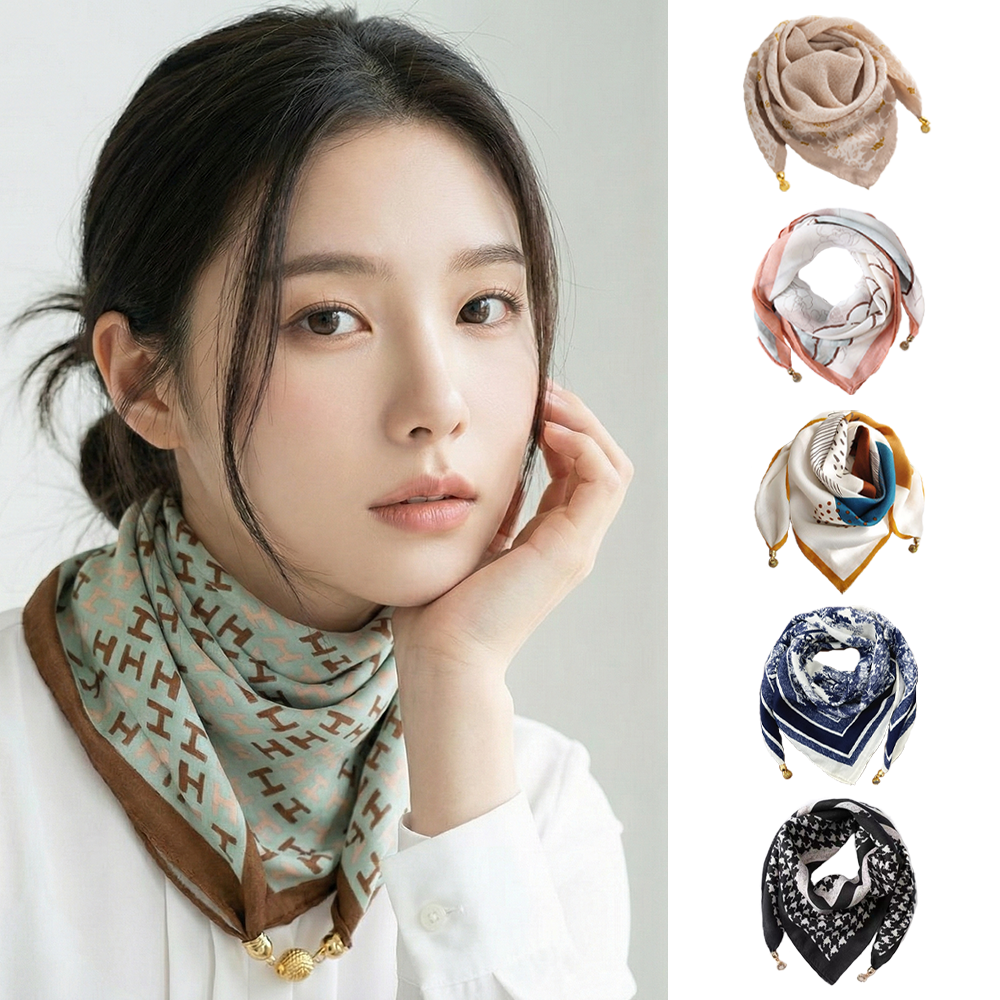 로에드 데일리 여성 쁘띠 실크 사각 마그네틱 자석 스카프