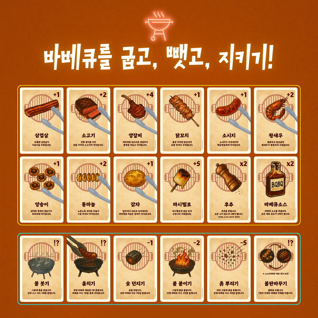 베큐베큐 바베큐 보드게임 캠핑 쉬운 카드 커플 2인 4인 6인 - 상세 이미지 4