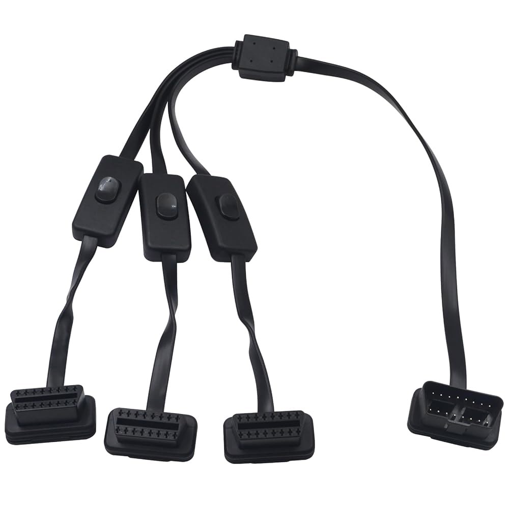 Duttek OBDII 1~3Y 스플리터 케이블 II 수-암 3개 Rihght OBD2 2피트/60cm, 케이블, 코드 포함) 플랫 Y 스캐너 장비용 모든 (스위치 OBD Angl - 상품 이미지