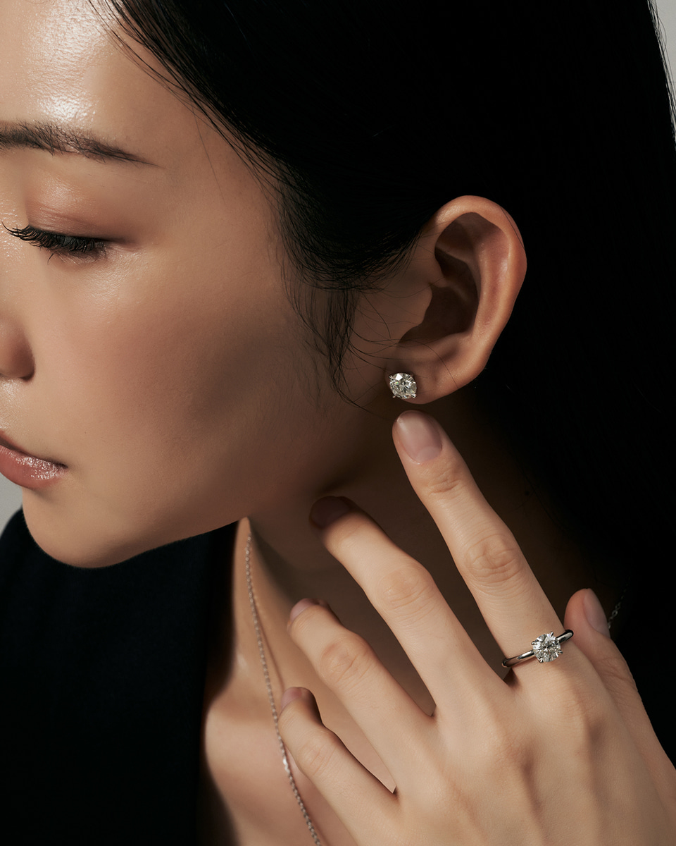 [파플] 1캐럿 4프롱 랩다이아몬드 귀걸이 솔리테어 14K 18K 이미지 7