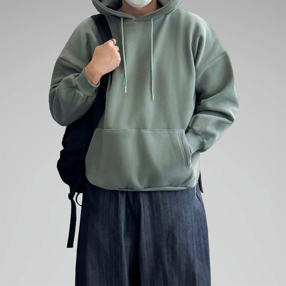 남자기모후드티 무지 두꺼운후드티 - 메인 이미지