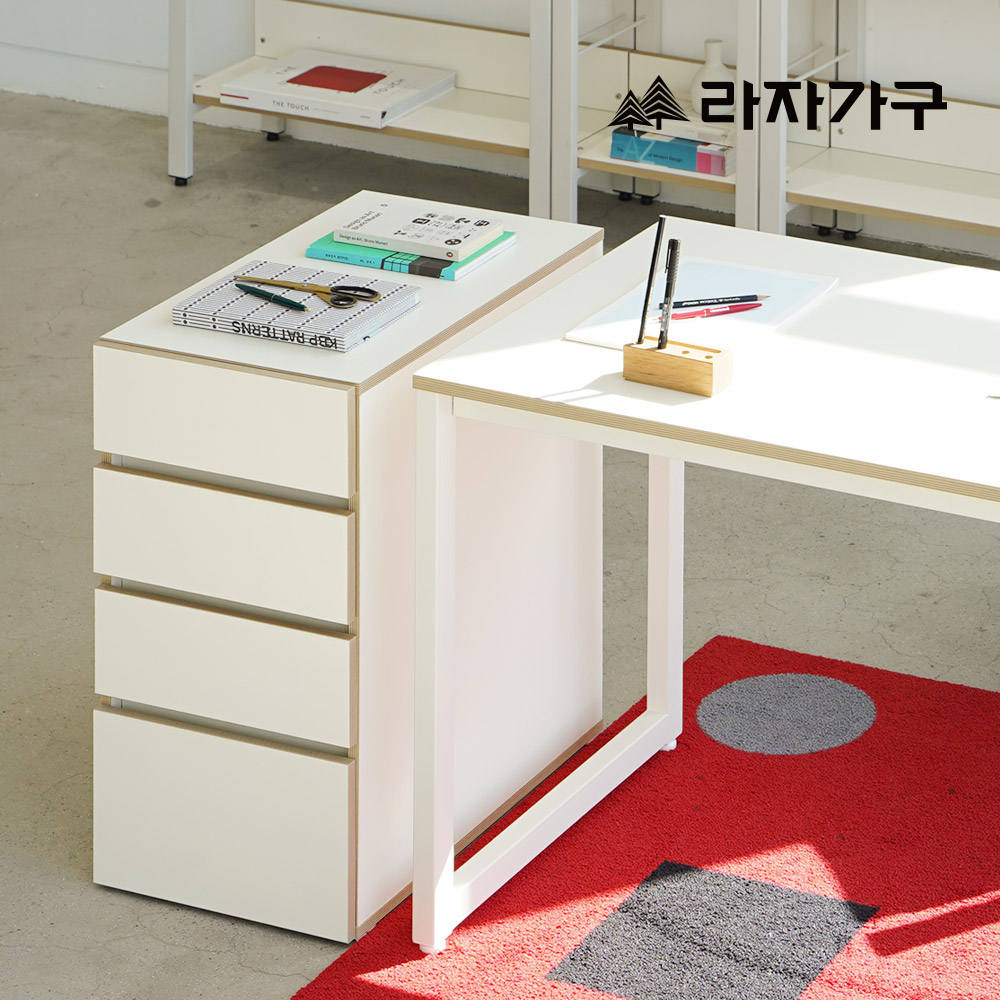 라자가구 플레인 미니멀 책상보조 4단 서랍 책상 공부방 서재 서랍장
