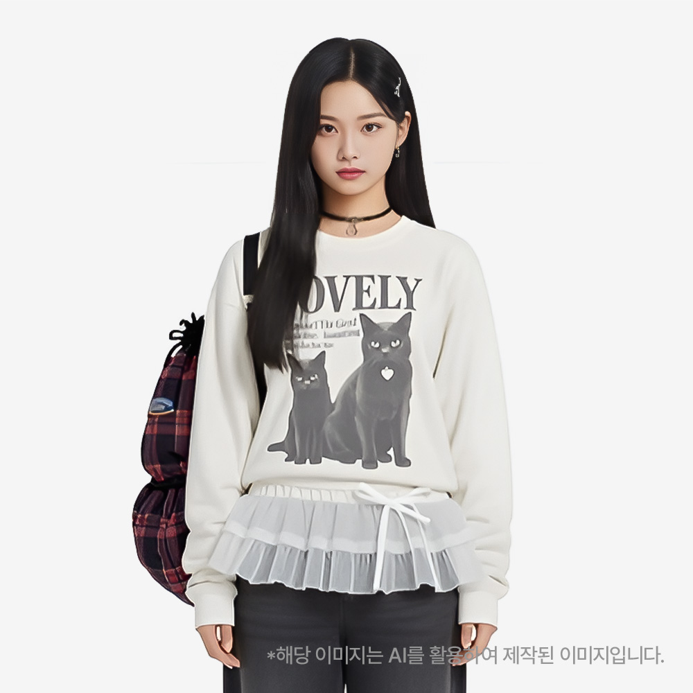 더데이걸 시크 고양이 풀오버 스웨터 TGKA25W01 - 상품 이미지