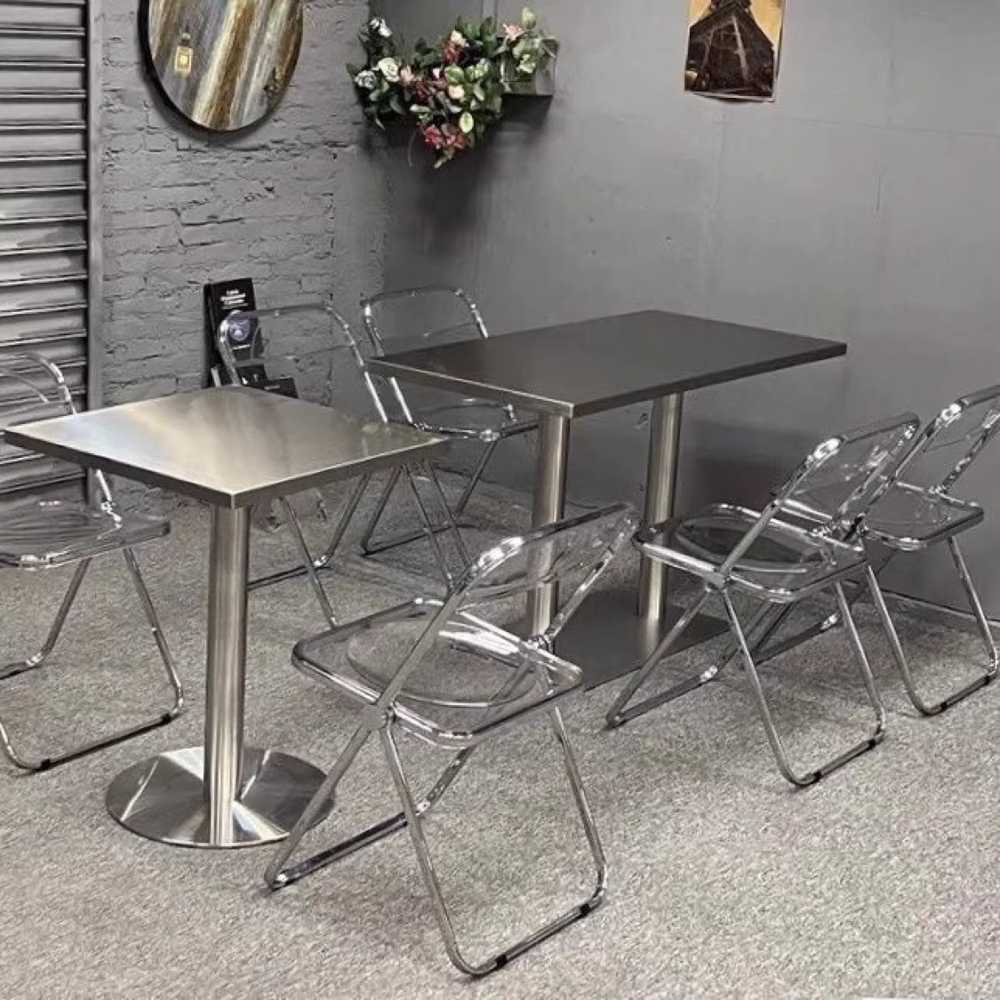 인테리어 스텐 사각 테이블 업소용 음식점 식당 식탁 A형 60x60x74cm - 상세 이미지 2