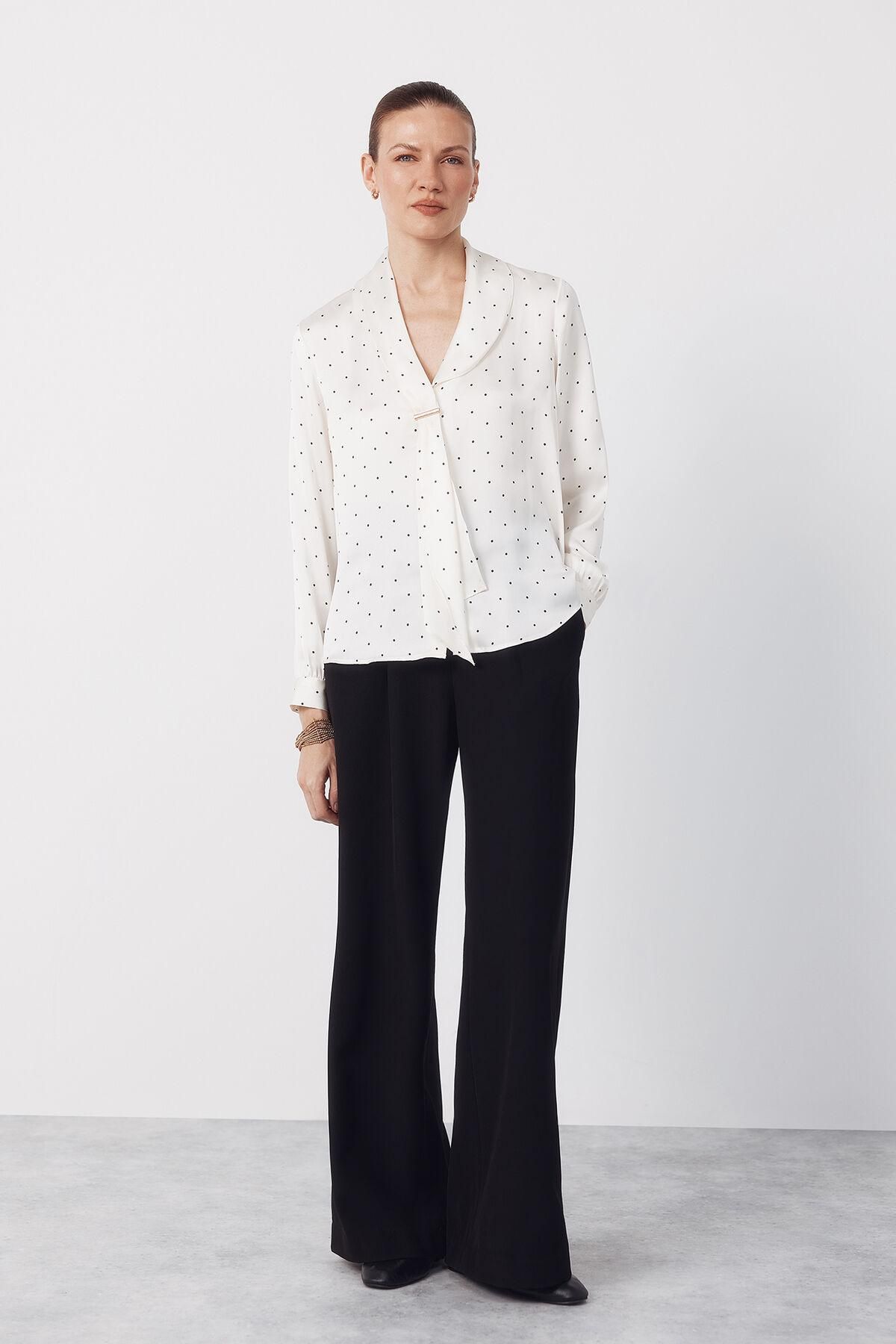 꼬르떼피엘 새틴 도트 리본 블라우스 5703426 ESTAMPADO BLANCO - 상세 이미지 5