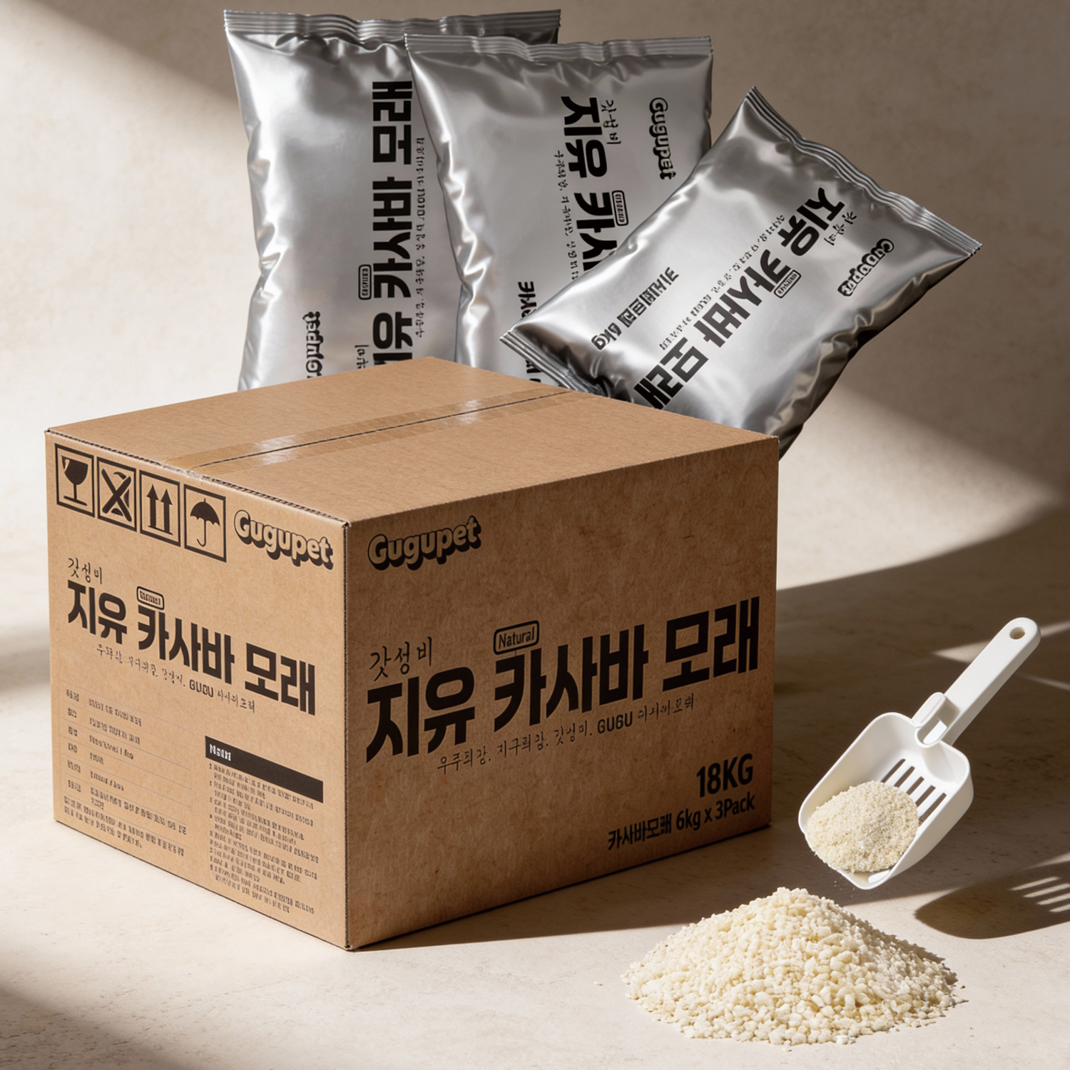 구구펫 프리미엄 카사바 모래 18kg 고양이 모래 제품 이미지