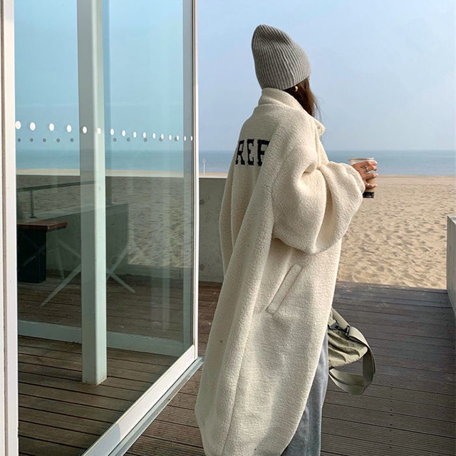 뽀글이 후리스 롱점퍼 롱코트 루즈핏 겨울 아우터 (55~77) - 메인 이미지