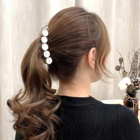 자사 협력업체 원형자개 곡선 바나나핀 헤어 핀 보석 디테일 머리장식 악세사리 스타 일링 엑센트 핀셋