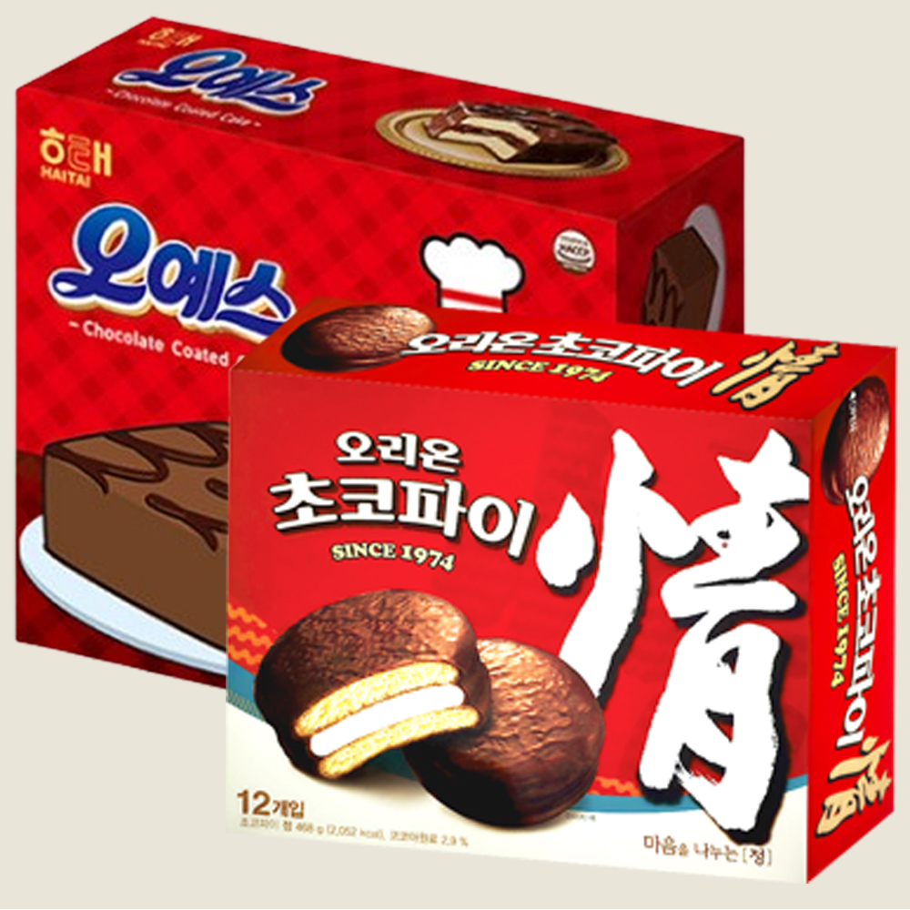 과자 오리온 초코파이 468g+해태 오예스 360g [케이크 크림파이]