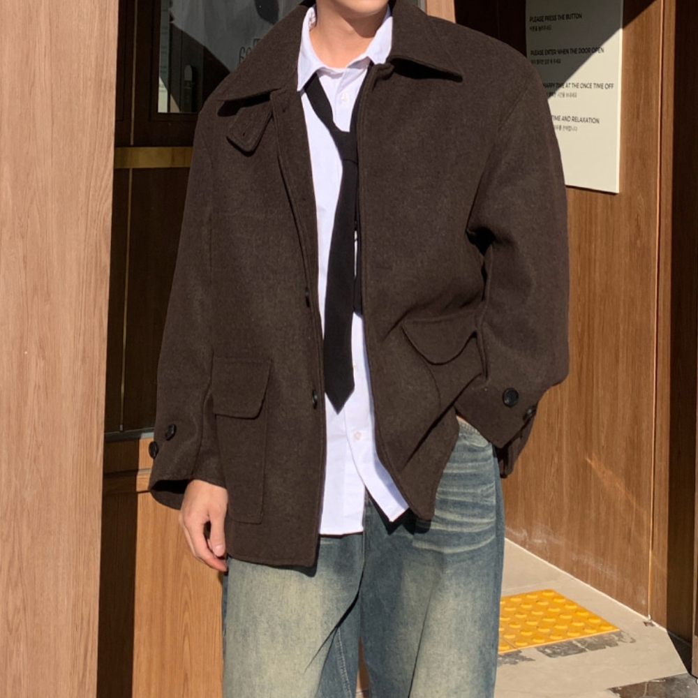 남자 이노 루즈 오버핏 겨울 울 모직 하프 맥코트 이미지 6