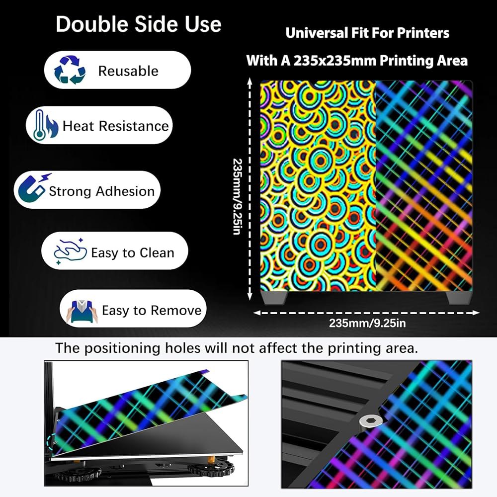 크리알리티 K1 / K1C Ender 3 S1 5 Pro V3 KE SE, 235x235mm 플렉시블 스프링 강판 3D 프린터 플랫폼용 위핏 스무스 칼레이도스코프+스카이넷 패턴 - 상세 이미지 2