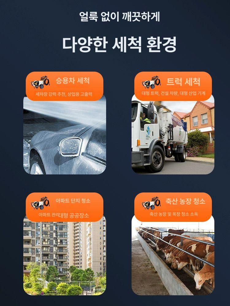 세차장 고압 세차기 청소기 세척기 대용량 상업용 물펌프 축사청소 220v 2.8kW 180kg 15m - 상세 이미지 5