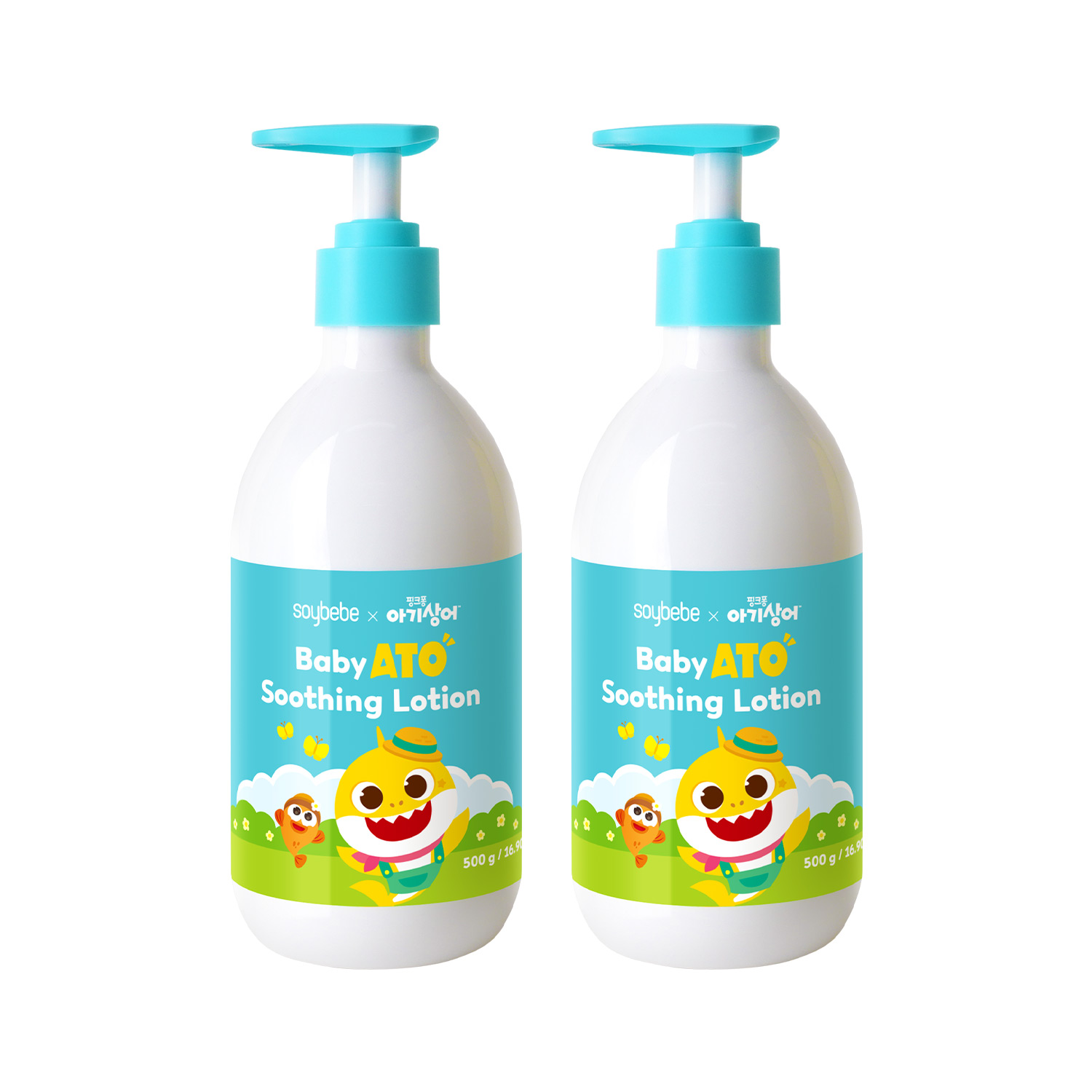 [1+1] 소이베베X핑크퐁 아기상어 베이비 아토 수딩 로션 500g 2개 - 상품 이미지