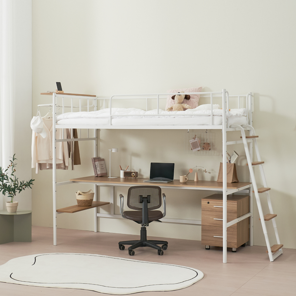 라자가구 안나 6단계 높이조절 분리형 2층 벙커 침대프레임 SS 어린이 성인 학생 기숙사