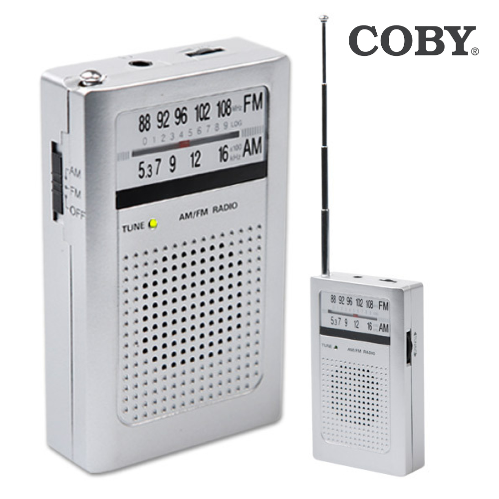 코비 COBY 미니 라디오 AM FM 휴대용 재난대비 비상용 스피커 건전지 CXPR30 - 상품 이미지