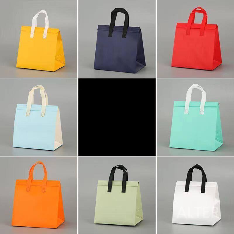 일회용 보냉백 보냉가방 500개 테이크아웃 손잡이 쿨러백 은박 브라운 종이 30x20x30cm 500개 - 상세 이미지 2